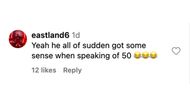 Comment on Instagram by @eastland6